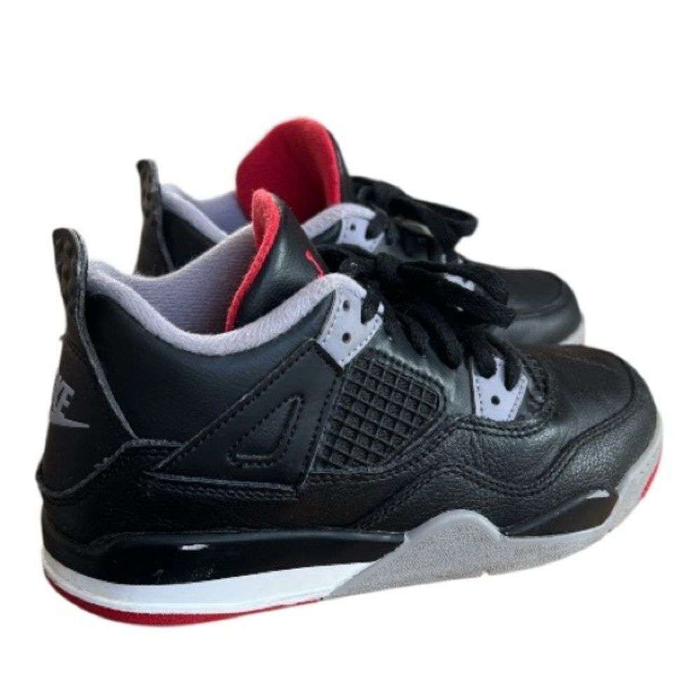 Jordan 4 Retro “Bred” Reimagined Kids Sneakers Black and Red Size 1 Youth - Picture 2 of 7